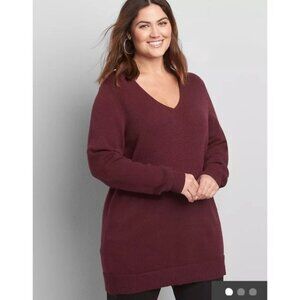 Lane Bryant Long Sleeve V-Neck Tunic Sweater 14/16